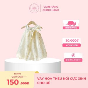 Váy hoa thêu nổi cho bé gái