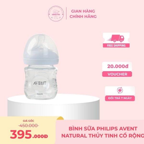 Bình sữa Philips Avent Natural thủy tinh cổ rộng
