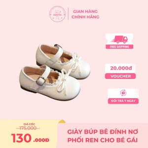 Giày búp bê nơ phối ren