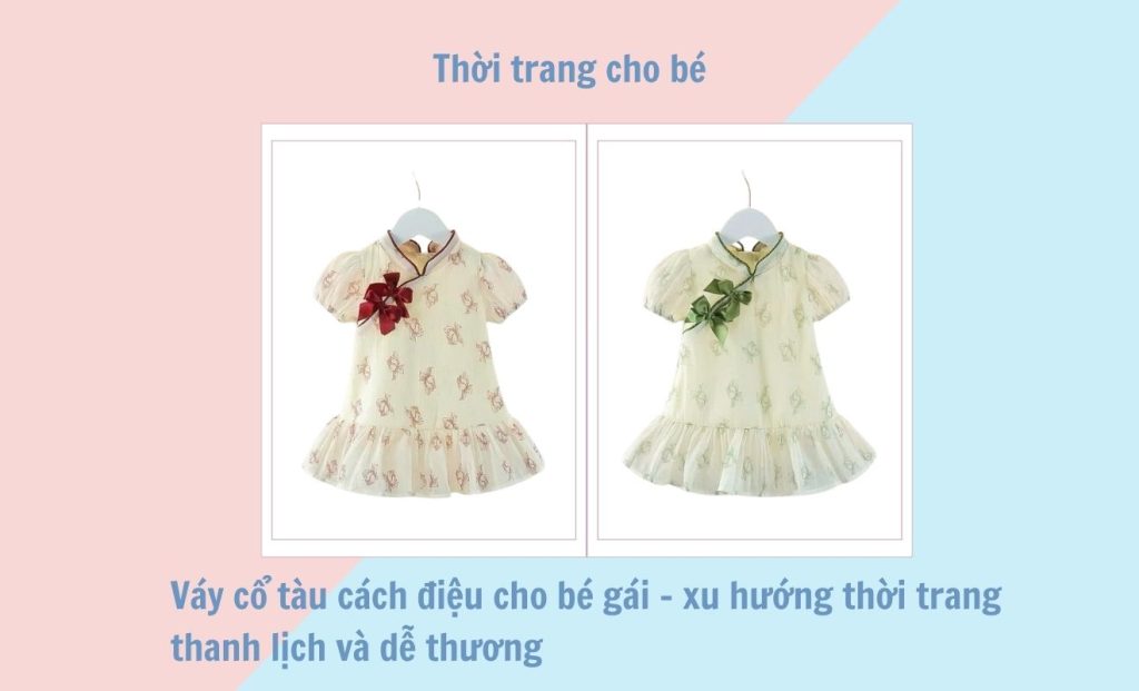 Váy cổ tàu cách điệu cho bé gái