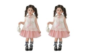 Váy cổ tàu cách điệu cho bé gái